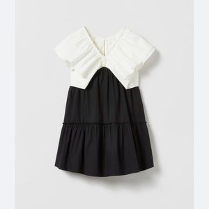 Zara colour blocked ruffled poplin dress